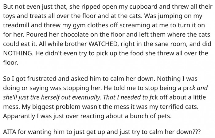 Was he wrong to ask his brother to calm the kid? Reddit responds.
