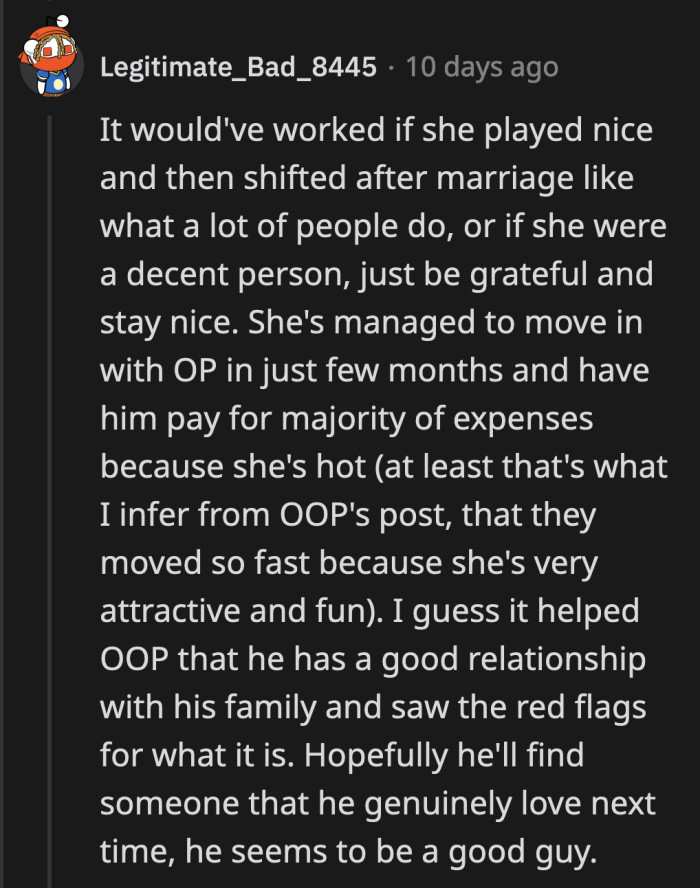 Let's hope OP finds someone better