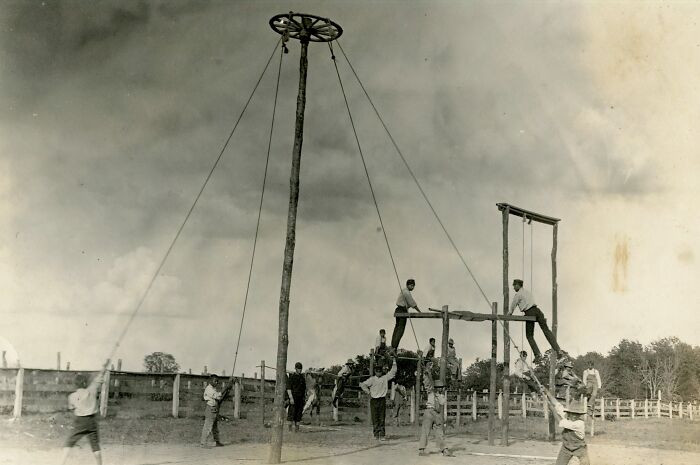 Armstrong Academy, Oklahoma - Homemade Playground Apparatus. 1912
