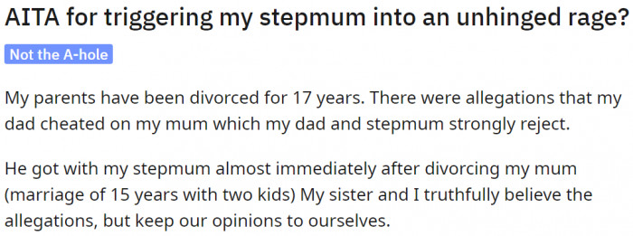 OP was eager to know if the revelation she made to her stepmom was inappropriate