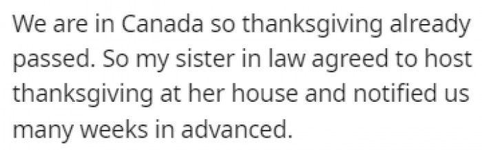 Her Sister-in-Law Offered to Host Thanksgiving at Her House