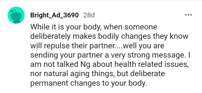 You are sending a strong message to your partner