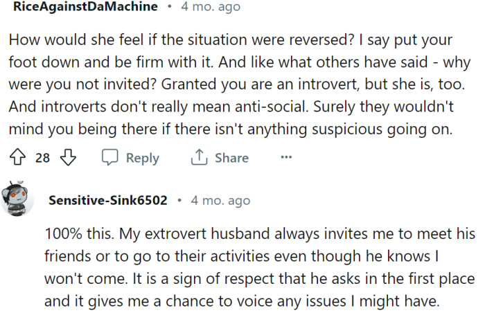 Introvert doesn't mean anti-social. OP should've been asked