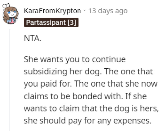 If it's hers, she should pay for it