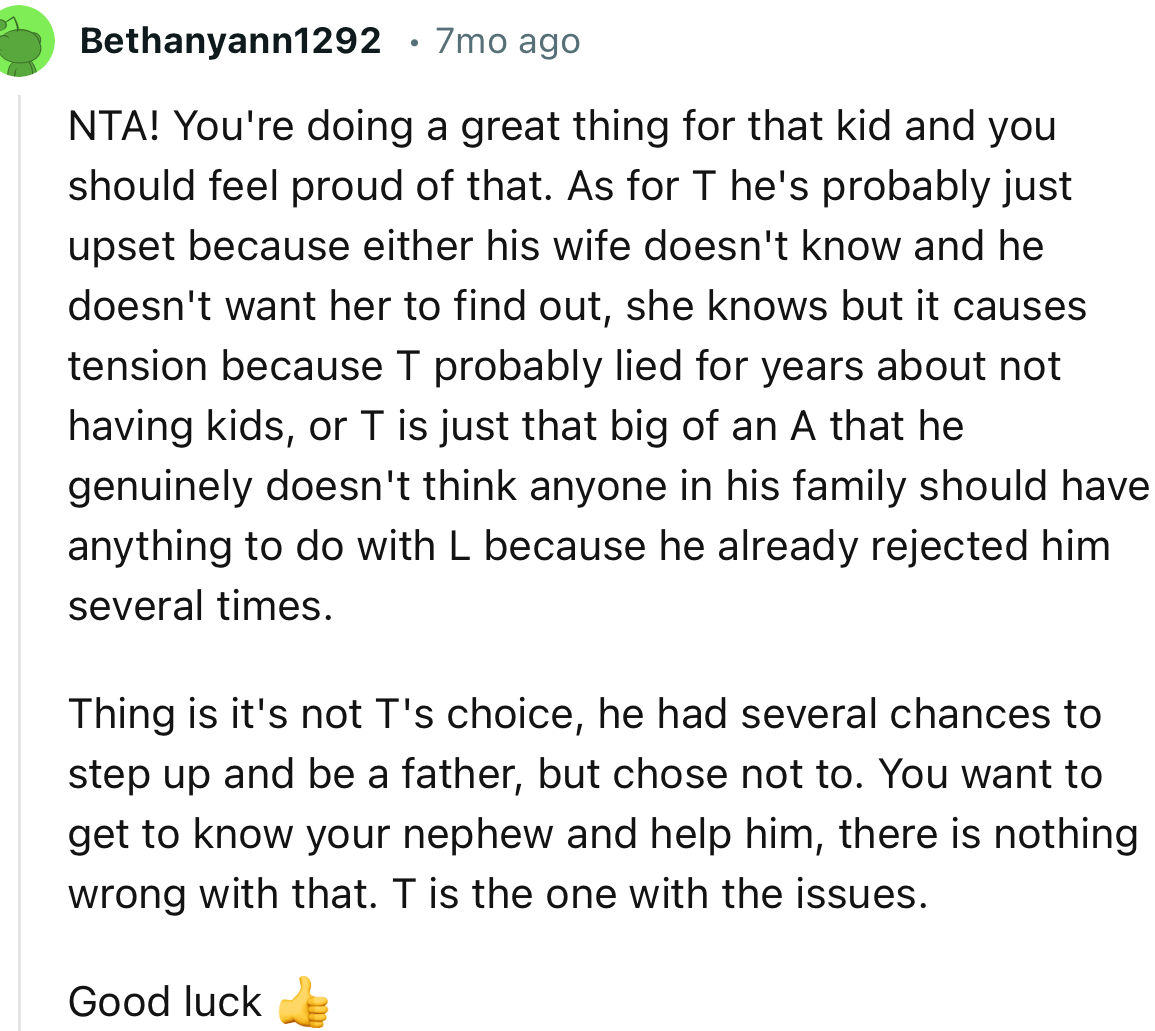 “NTA! You're doing a great thing for that kid and you should feel proud of that.”