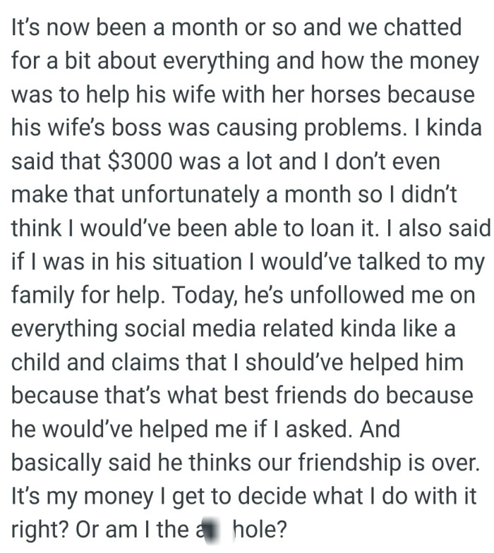 He unfollowed the OP on every social media platform