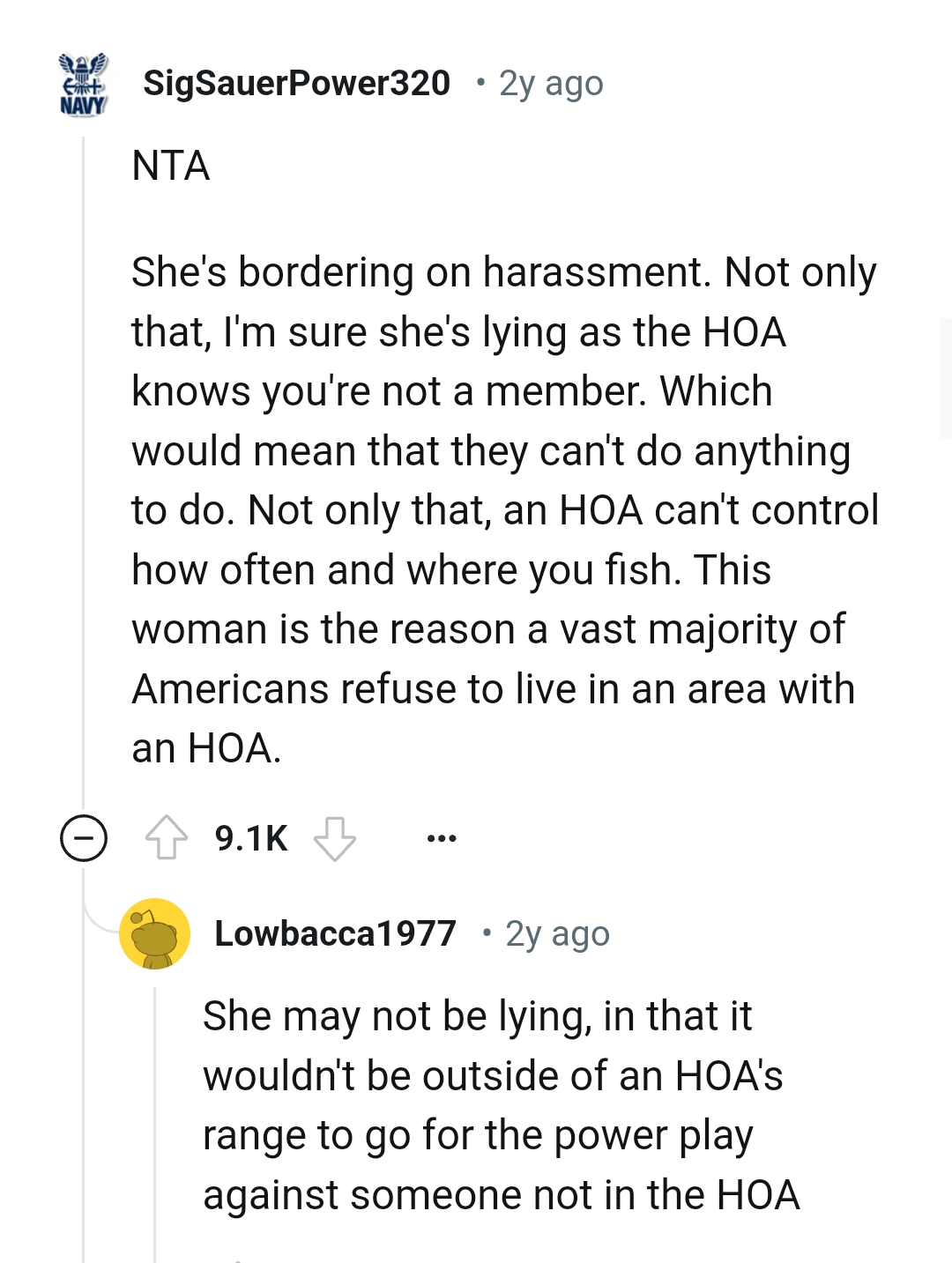 HOA cannot control how someone fishes