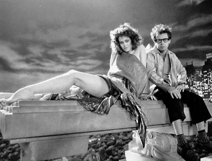30. Sigourney Weaver and Rick Moranis captured on the set of the inaugural Ghostbusters film in 1984.