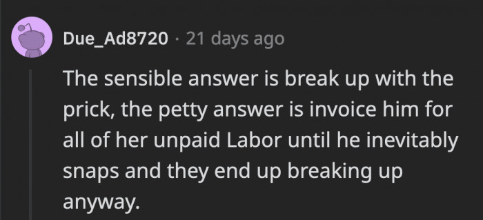 OP could go either way, but the ending of their relationship has a big chance of occurring