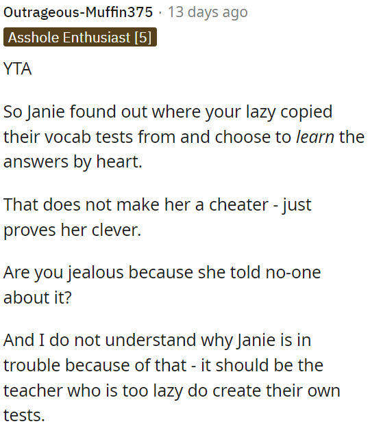 This doesn't make her a cheater, just clever.