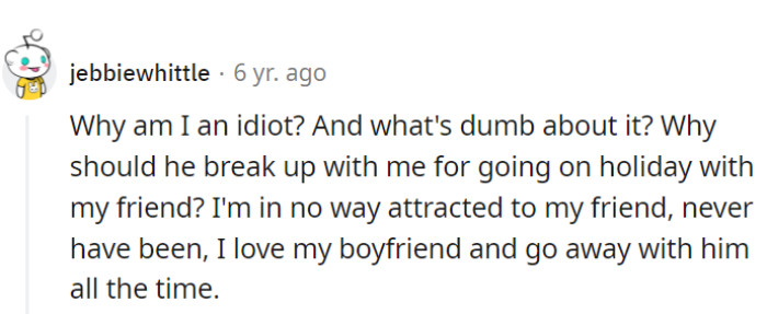 The commenter, however, still defends herself: