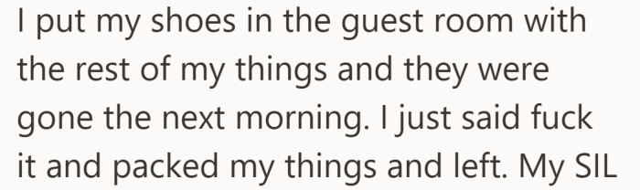 When the shoes disappear again, it becomes clear the issue is not a misunderstanding.