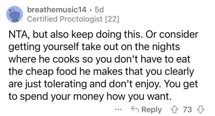 Each person gets to spend their money how they want to.