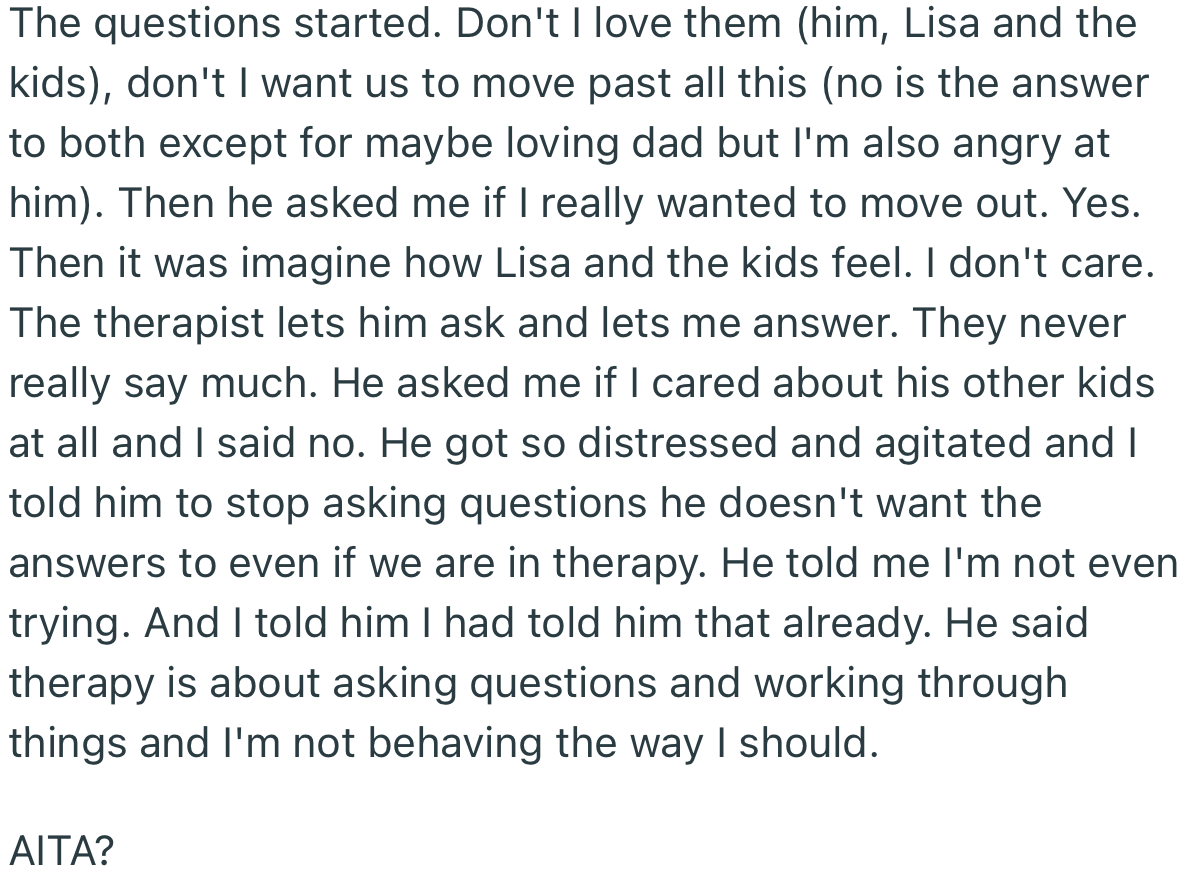 OP Used the Therapy as an Opportunity to Make His True Feelings Known to His Dad