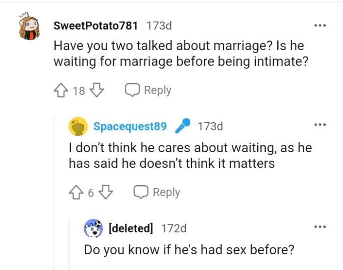 Is he waiting for marriage first?