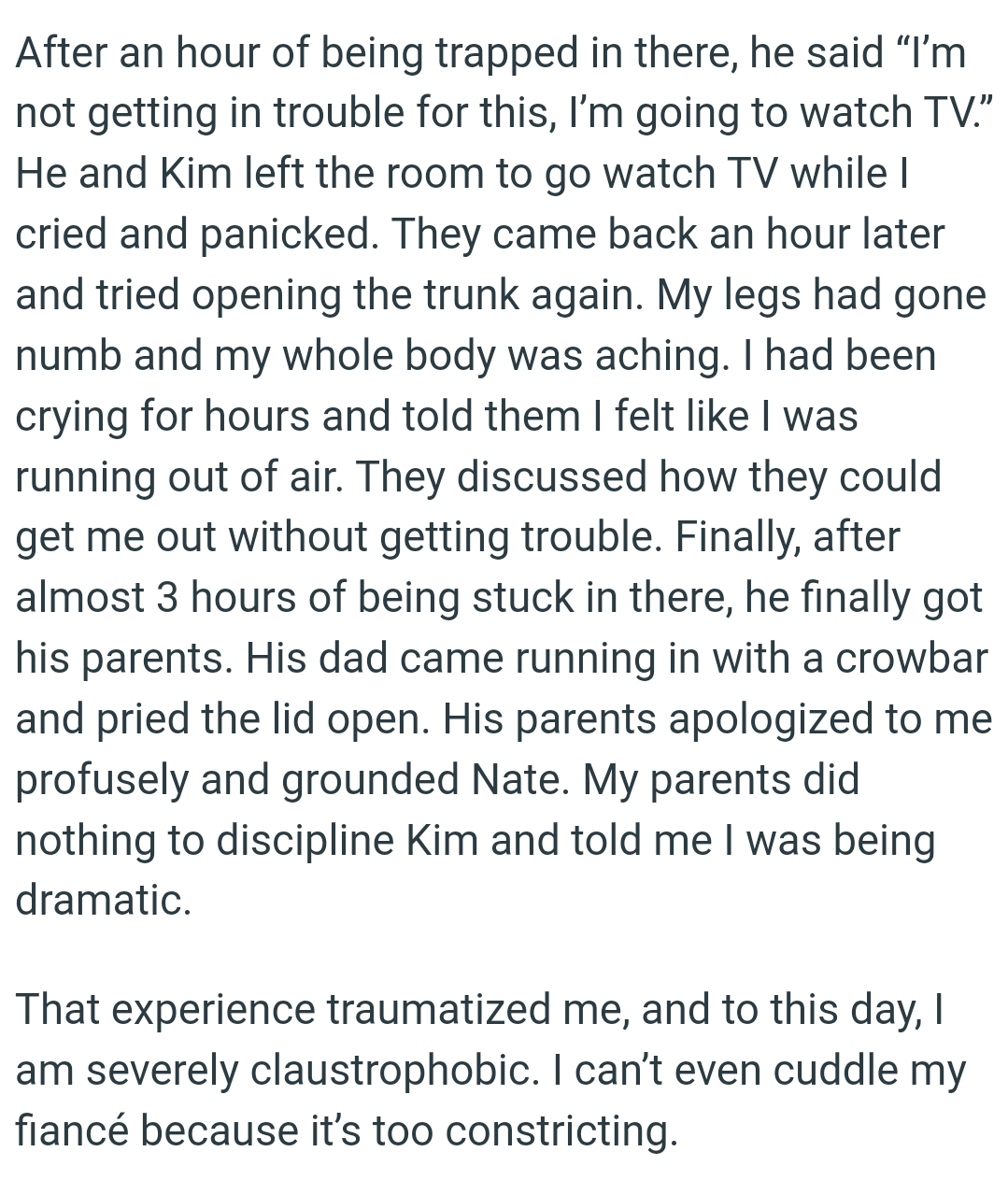 Nate's dad came running in with a crowbar and pried the lid open