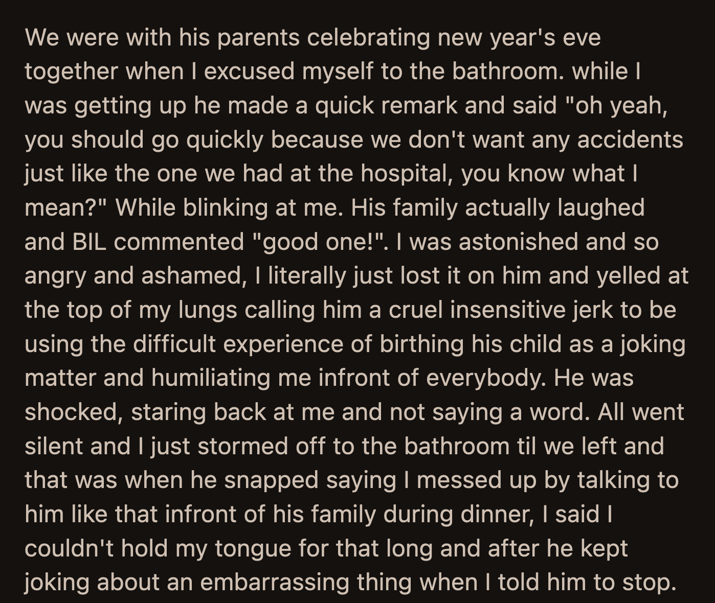 His family laughed, and his brother said, 