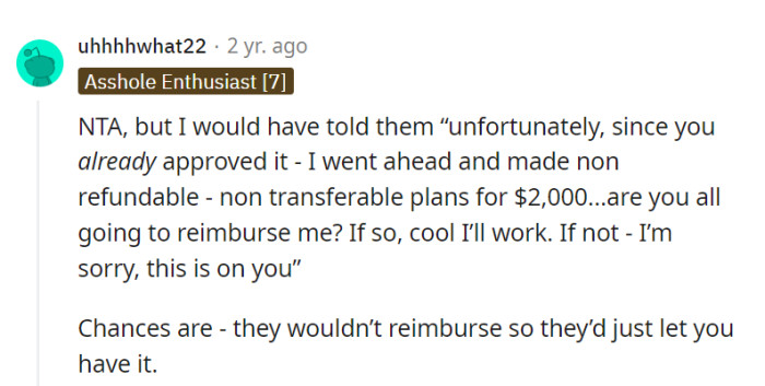 Chances are, they'd go for the time off.