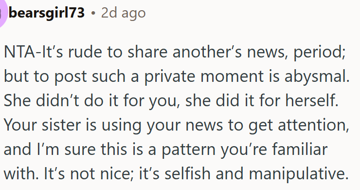 Sharing someone else’s news without permission is disrespectful.