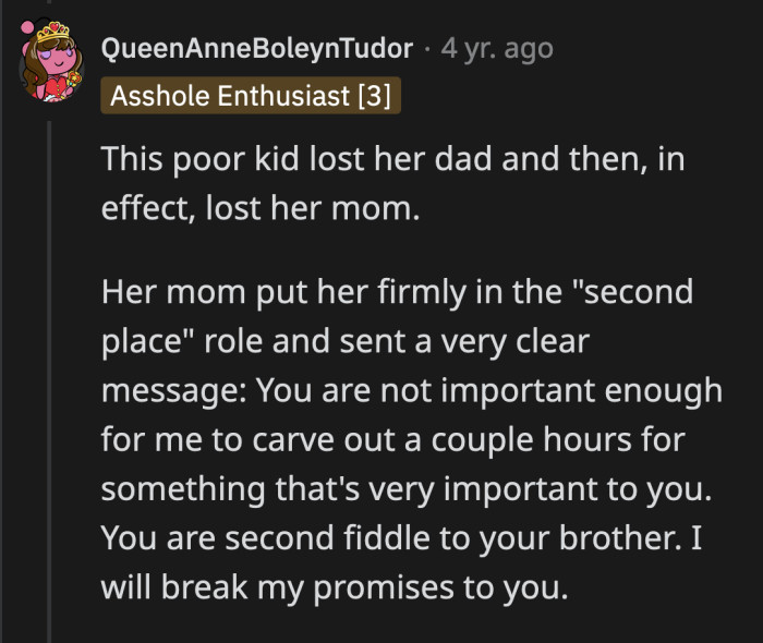 OP's daughter must have been incredibly lonely since her father died.