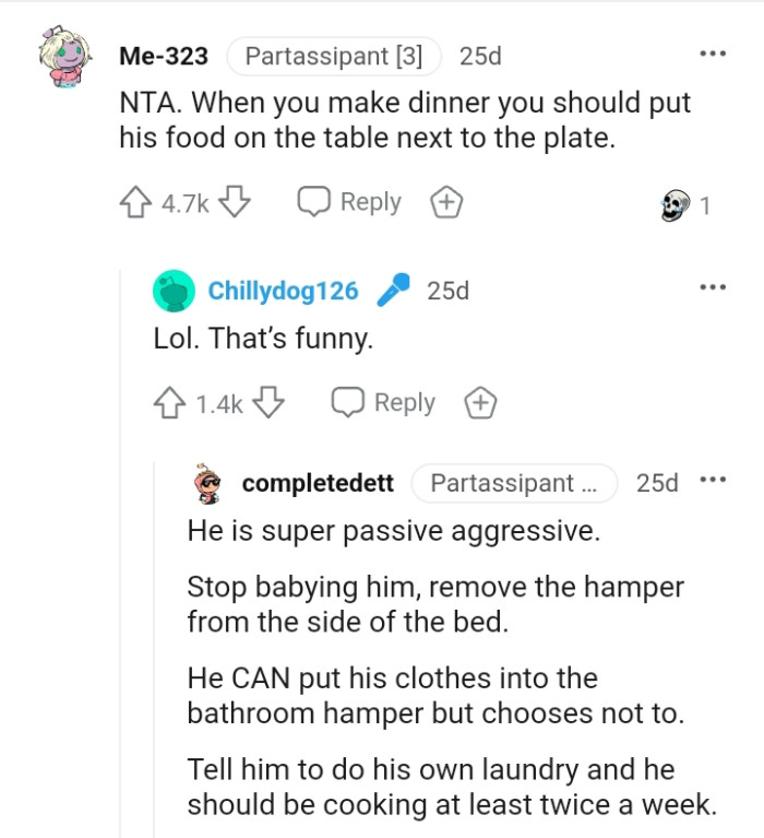 Putting the food on the table next to the plate