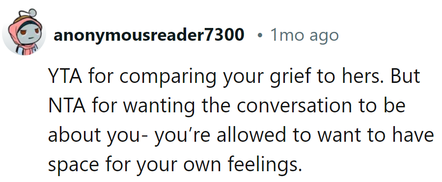 Seems like they're YTA for the comparison, but NTA for wanting their own spotlight.