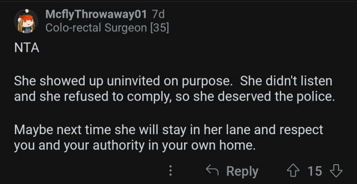 OP's MIL will learn to stay in her lane next time.