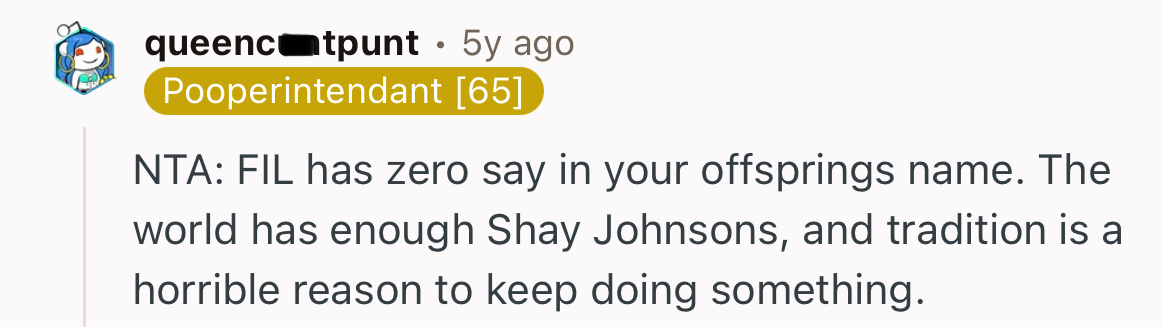 “NTA: FIL has zero say in your offsprings name.”