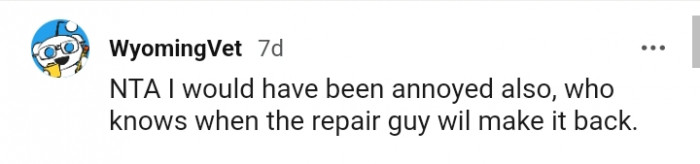 Who knows when the repair guy will return???