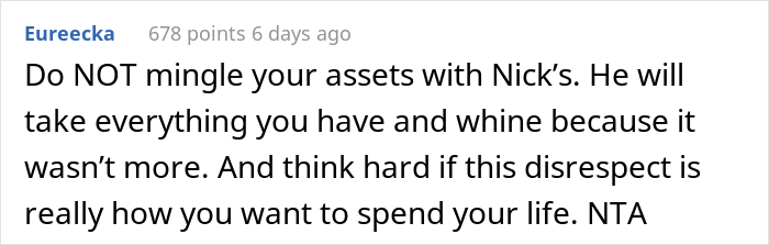22. The husband is acting truly disrespectfully