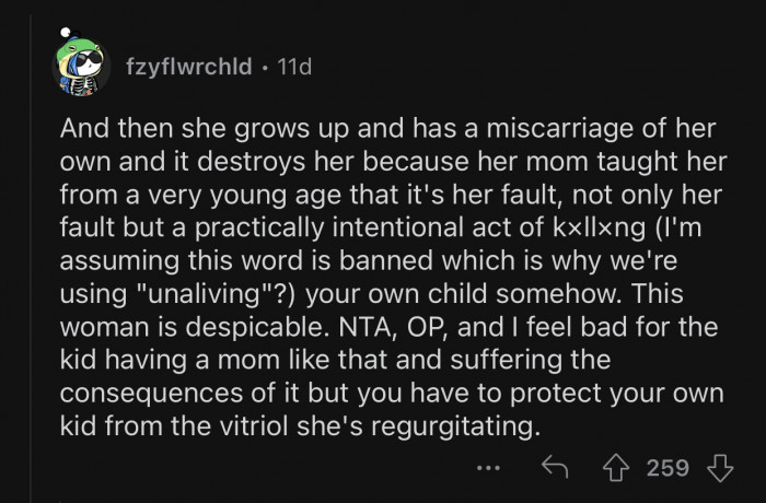 OP should protect her kid from these kinds of things.