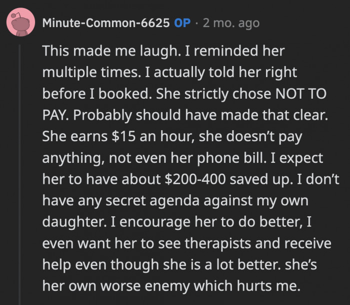 Which he apparently did, but Kate chose not to pony up and give the money