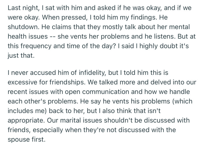 OP decided to discuss her concerns with her husband