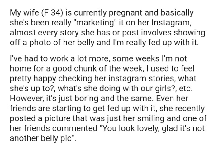 The OP used to feel pretty happy checking his wife's Instagram stories