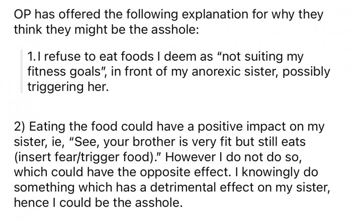 OP thinks she might potentially be the a-hole for the following reason: