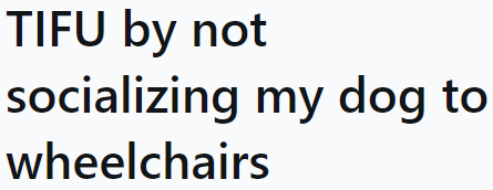 The OP, feeling guilty over what happened between his dog and a man in a wheelchair, turned to an online community.