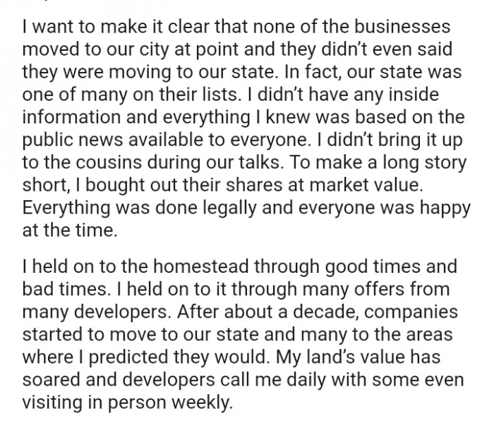 Everything was done legally and everyone was happy at the time