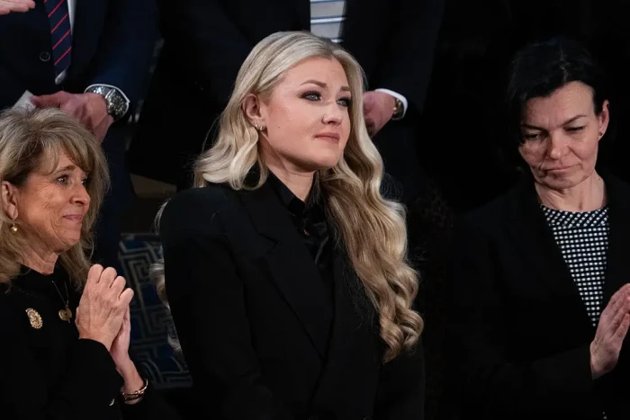 Erika Kirk captured during Trump’s State of the Union speech, three-word expression