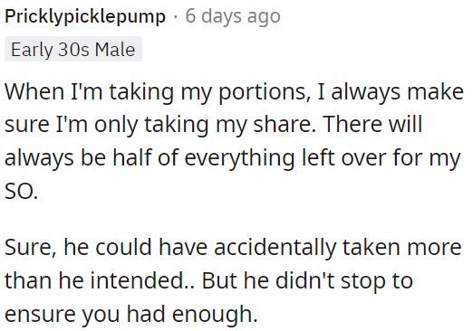 Maybe her partner took more without checking if they had enough.