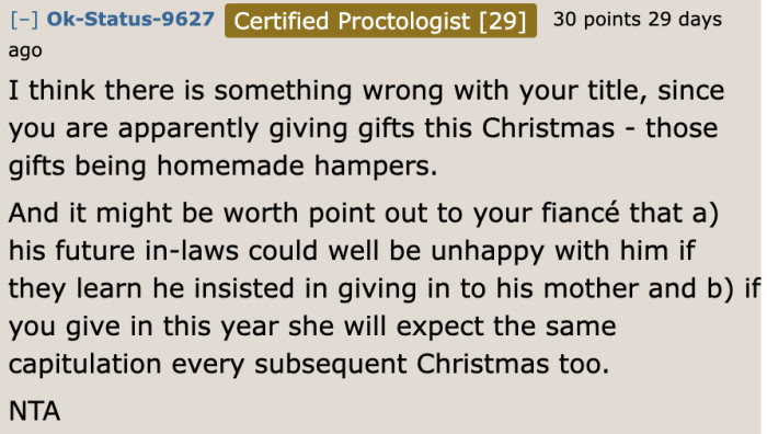 Even if they're homemade goodies, they can still be considered Christmas presents.