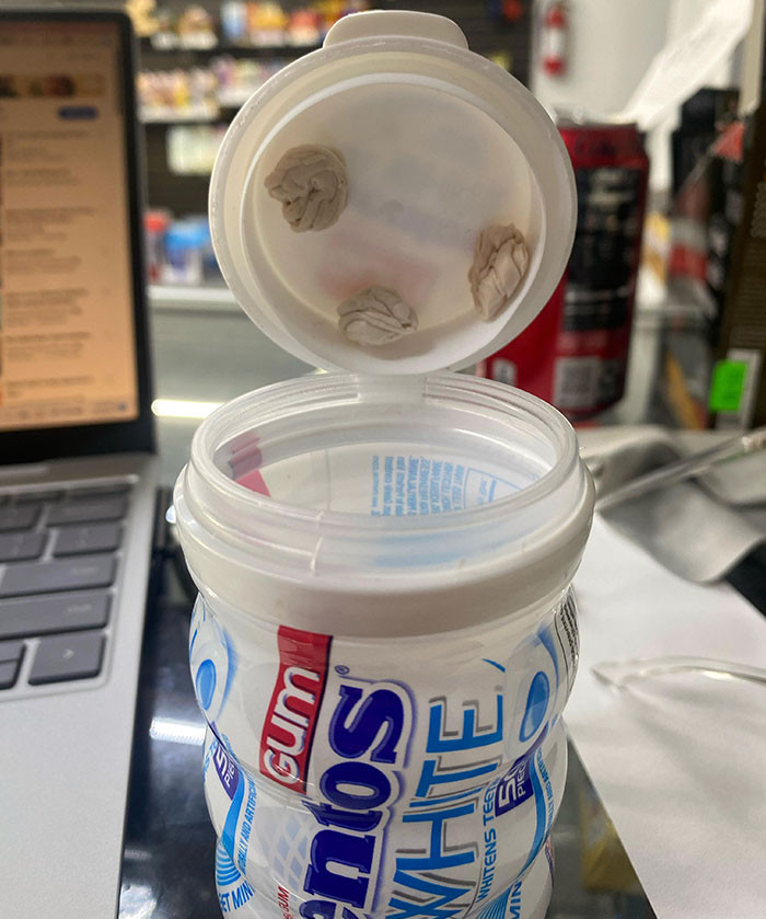 9. How my colleague stores chewing gum