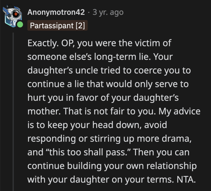 It would have been terrible if OP had continued to lie to Kara. It's a bad idea to build a relationship on a lie.