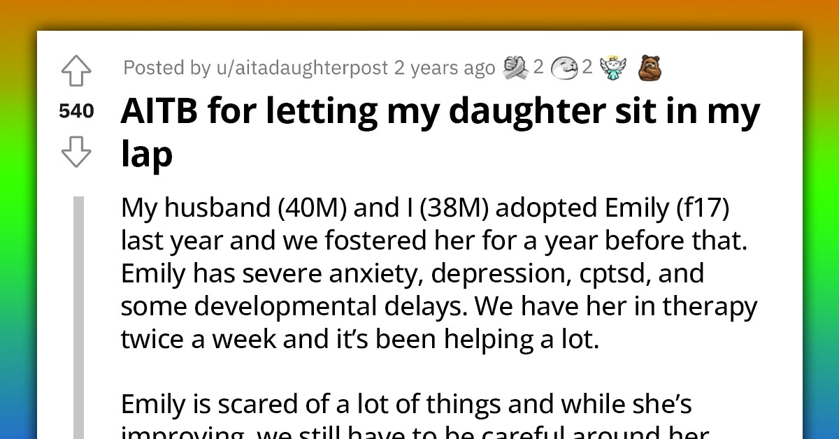 Gay Couple Adopts A Female Teenager, MIL Yells At Her For Sitting On Their Laps Because She Was Scared