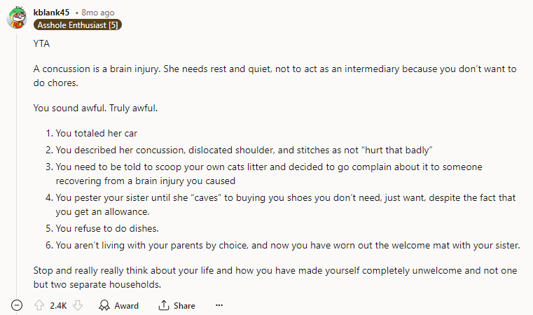 YTA - You sound awful. Truly awful.