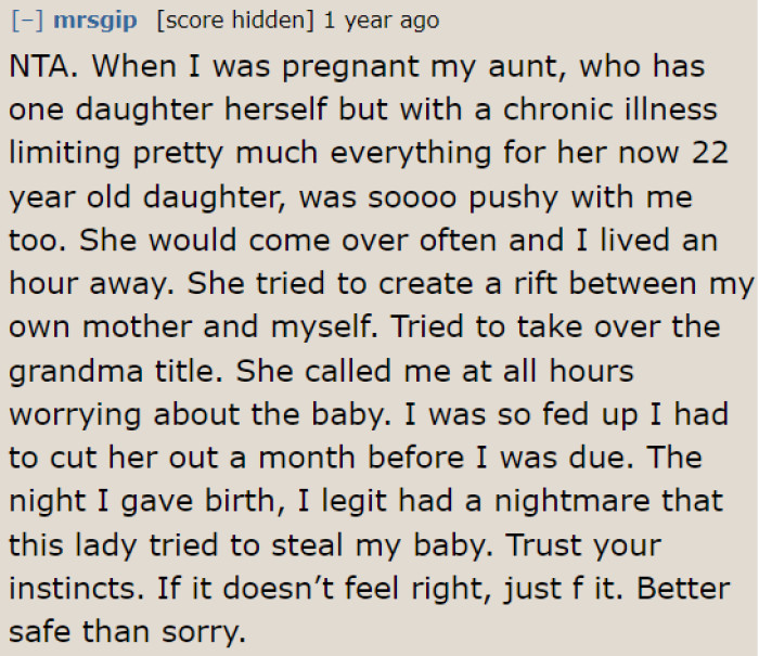 A woman went through the same situation with her aunt.