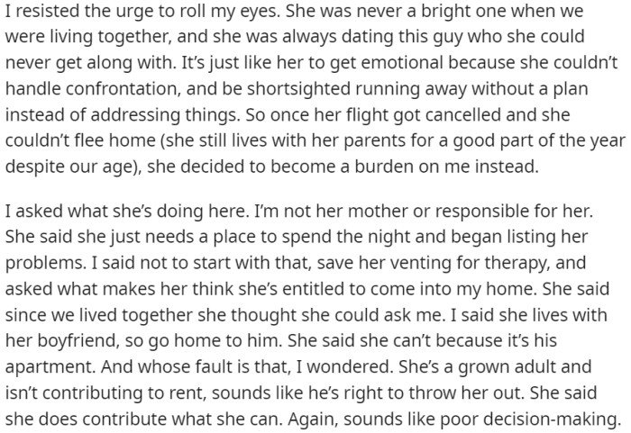 OP refrained from expressing her frustration