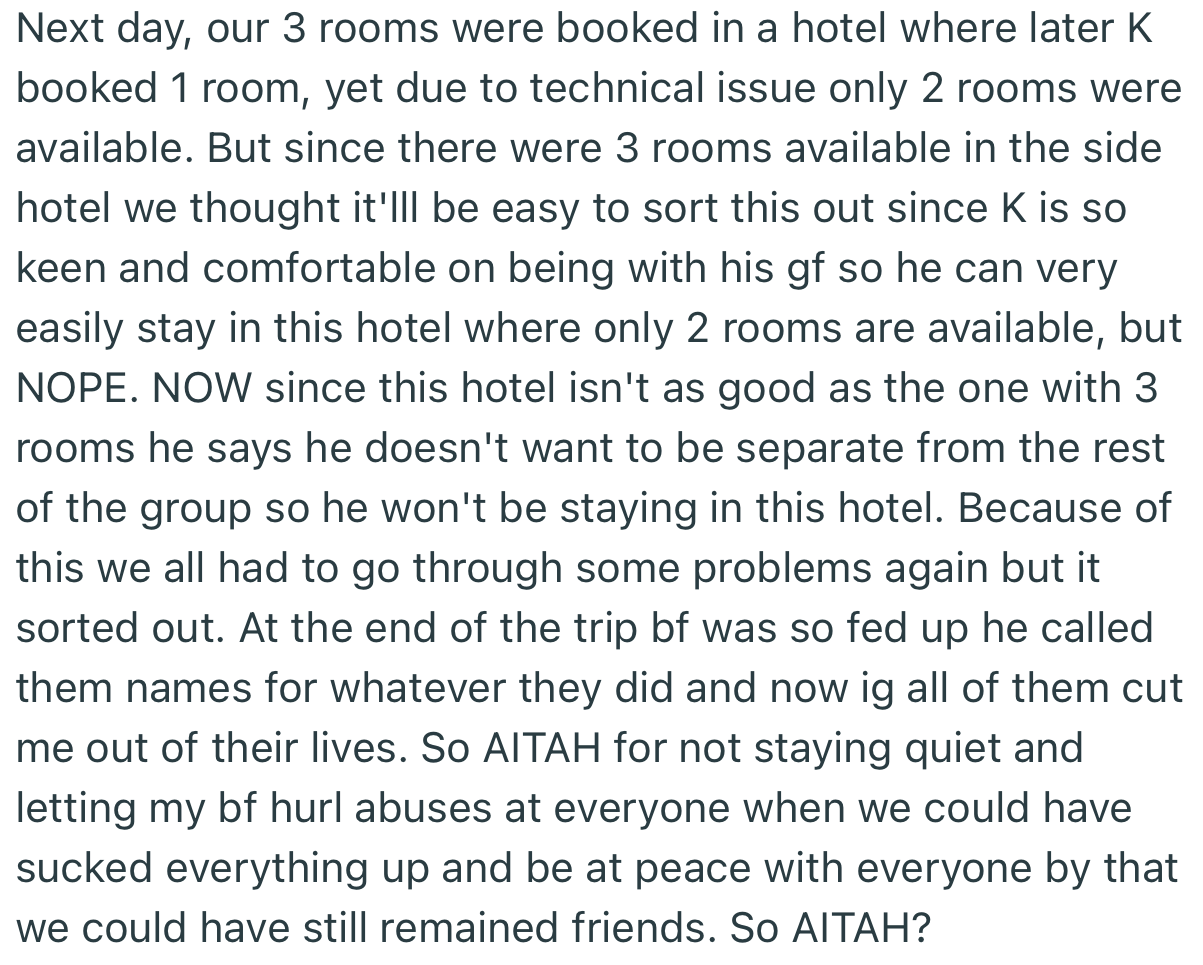 OP’s Boyfriend Got Fed Up and Hurled Abuses at Everyone for What They Did. Consequently, OP’s Friends Cut Her and Her Boyfriend Out of Their Lives.