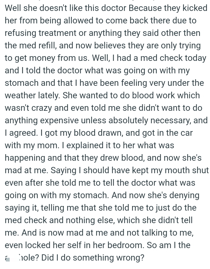 The OP Explained It to Her Mom as It Was Happening and That They Drew Blood