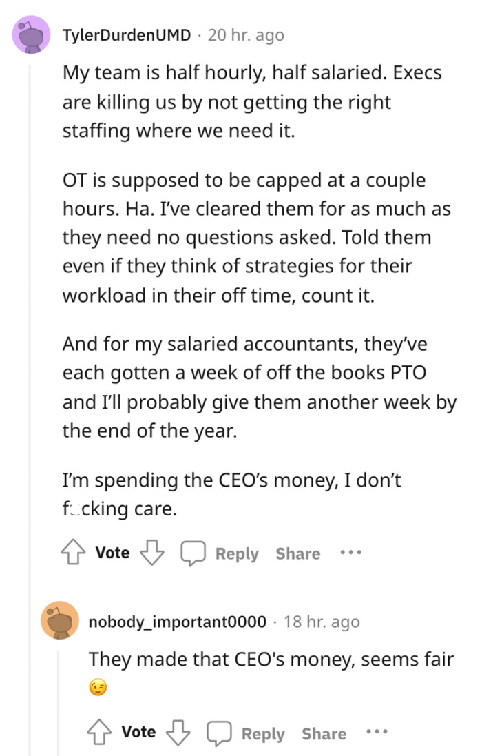 Another team lead who is looking out for their team members