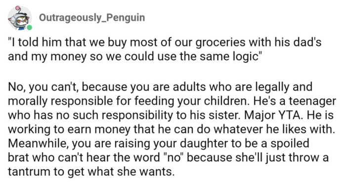 OP is raising a spoiled brat